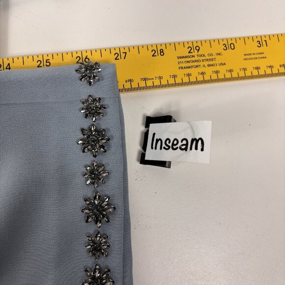 Cinq à Sept Womens Size 0 FLAW Beaded Rhinestone Flowers Dress‎ Pants Slate Blue - Picture 7 of 9
